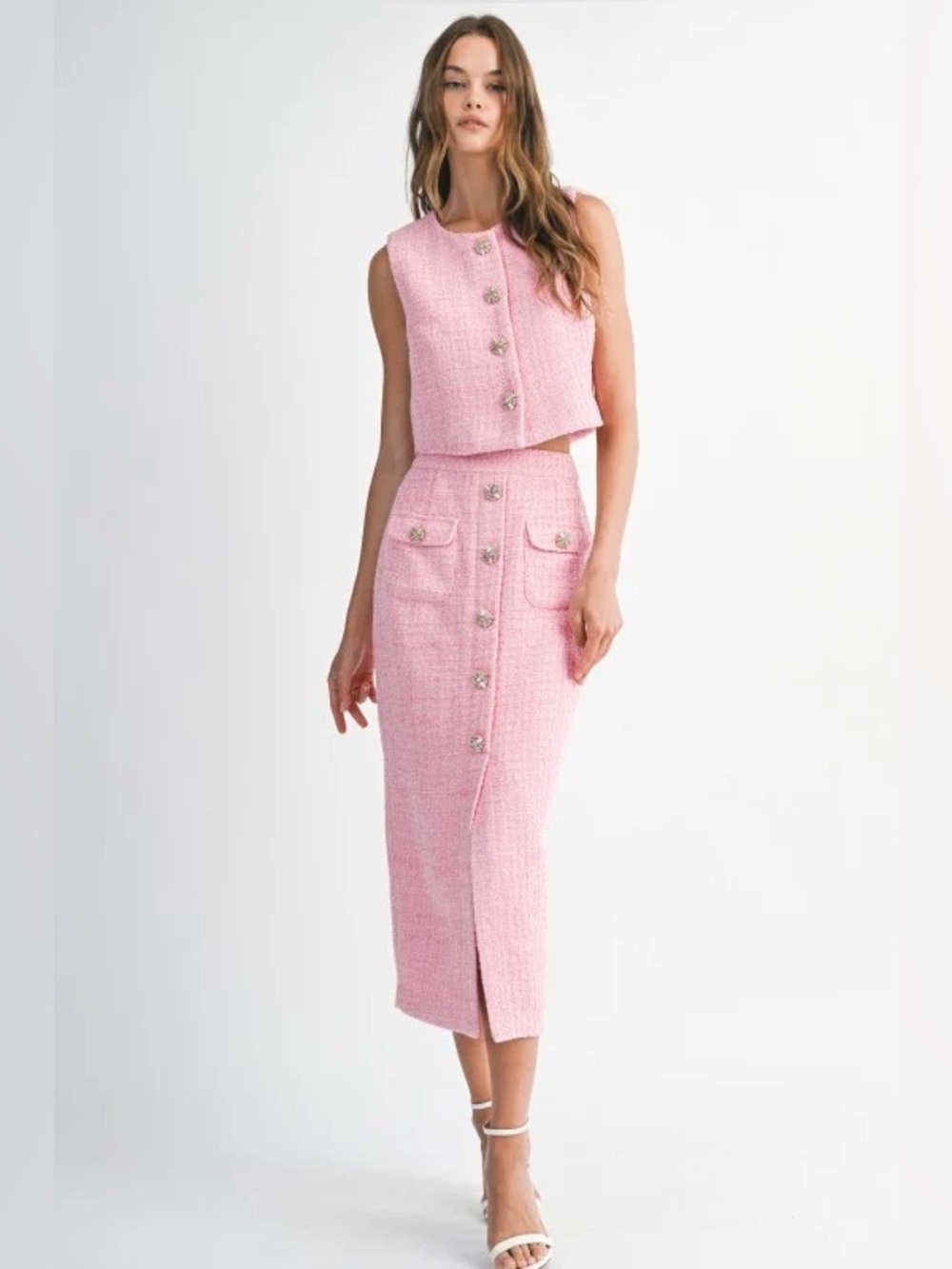 MARBLE Pink Tweed Two-Piece Set
